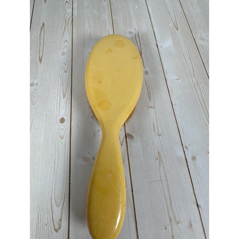 Vintage Yellow Celluloid Art Deco Vanity Brush Set Hair &‎ Clothes Brushes 3pc